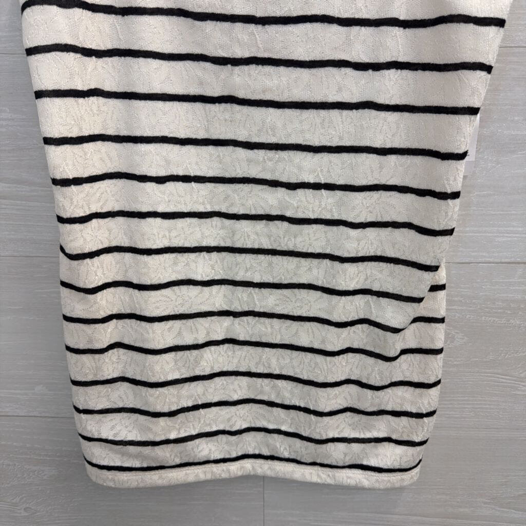Loft White/ Black Lace Striped Tank Top Medium