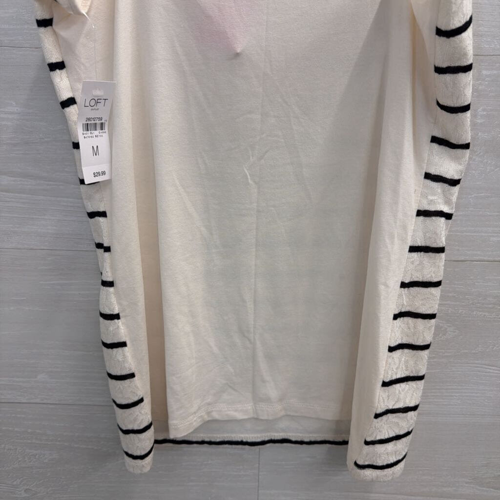 Loft White/ Black Lace Striped Tank Top Medium
