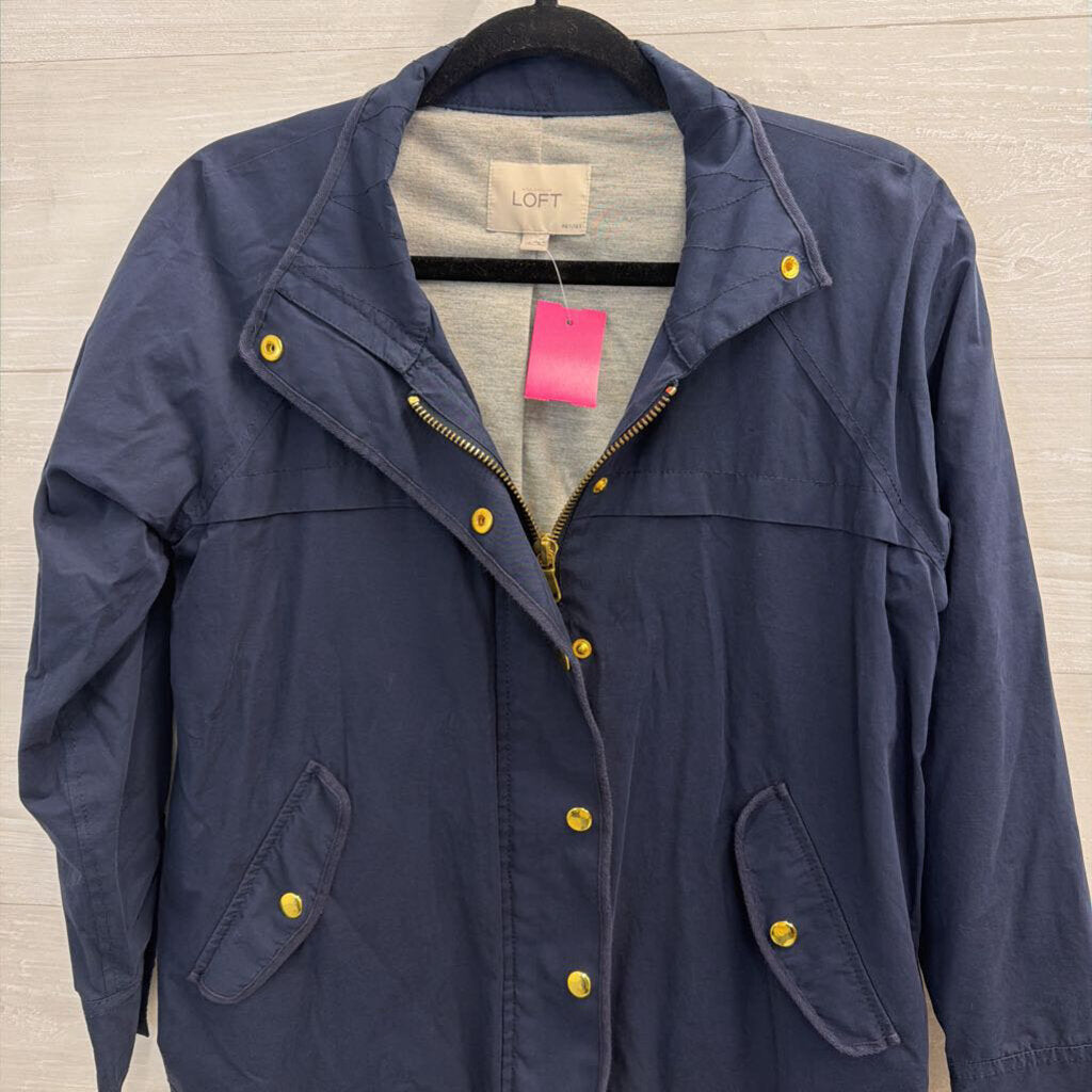 Loft Navy/ Gold Utility Jacket Small Petite