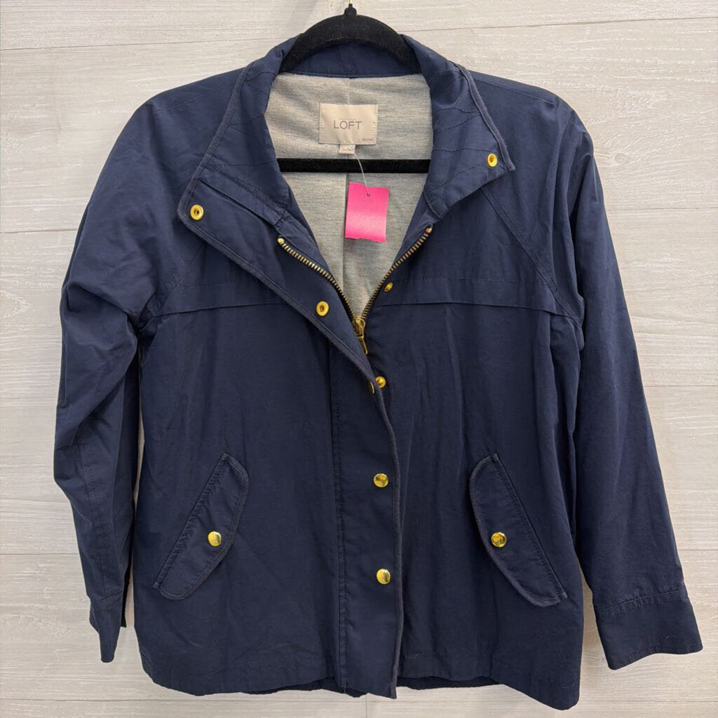 Loft Navy/ Gold Utility Jacket Small Petite