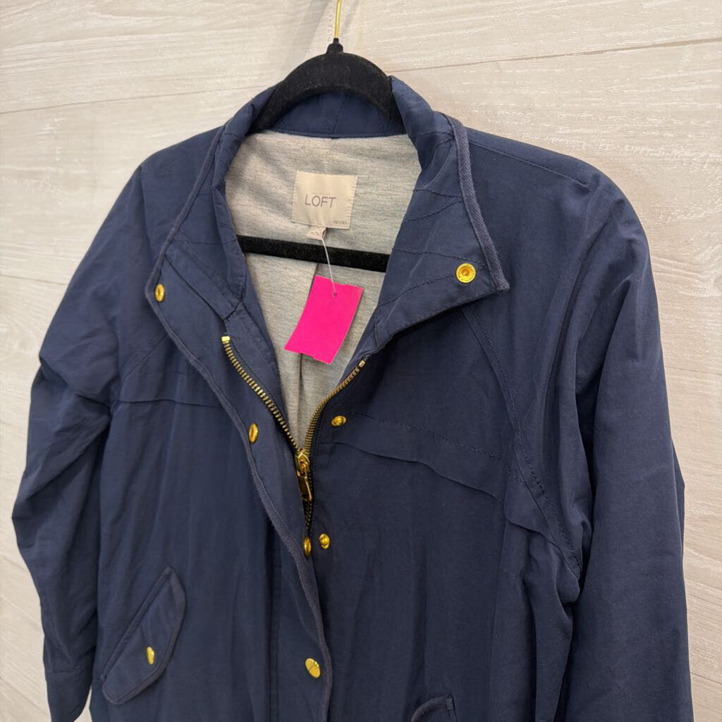 Loft Navy/ Gold Utility Jacket Small Petite