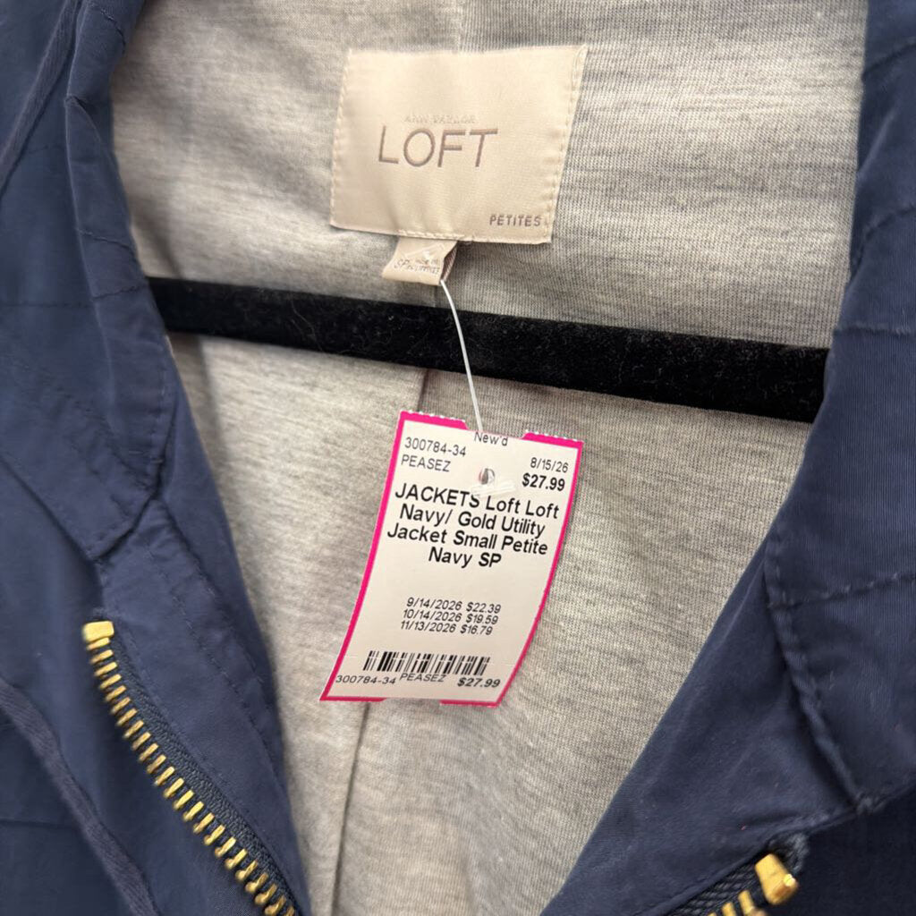 Loft Navy/ Gold Utility Jacket Small Petite