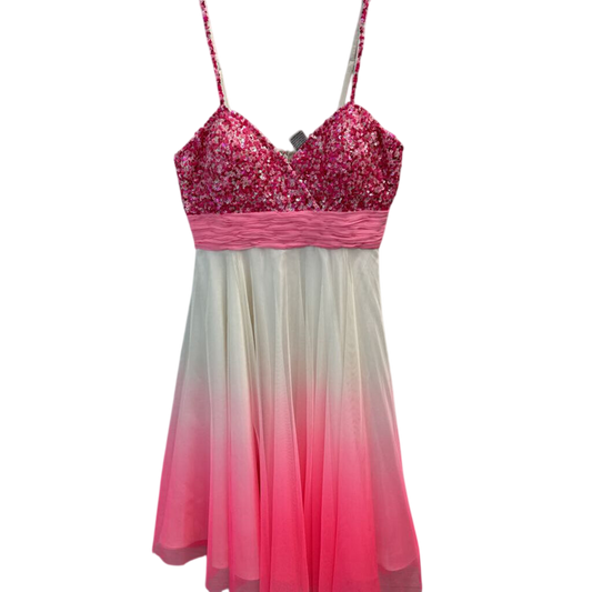 Scala White/ Pink Sequin Ombre Short Formal Dress 4