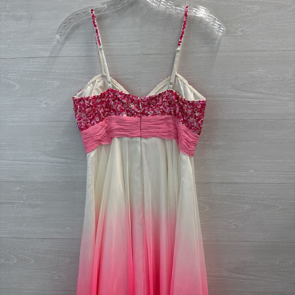 Scala White/ Pink Sequin Ombre Short Formal Dress 4