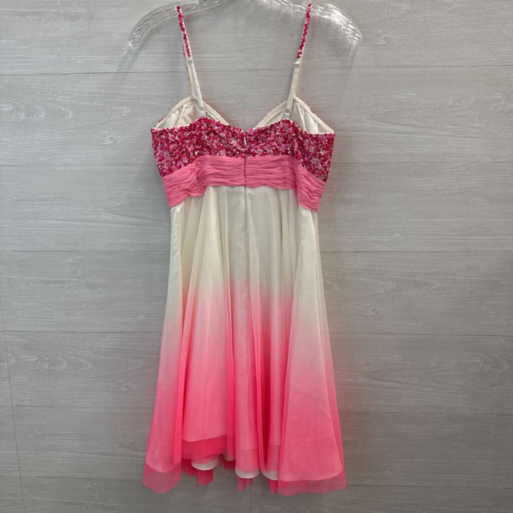 Scala White/ Pink Sequin Ombre Short Formal Dress 4