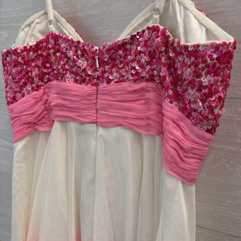 Scala White/ Pink Sequin Ombre Short Formal Dress 4