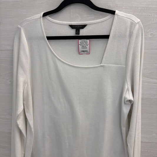 Banana Republic White Ribbed Long Sleeve Top Extra Large