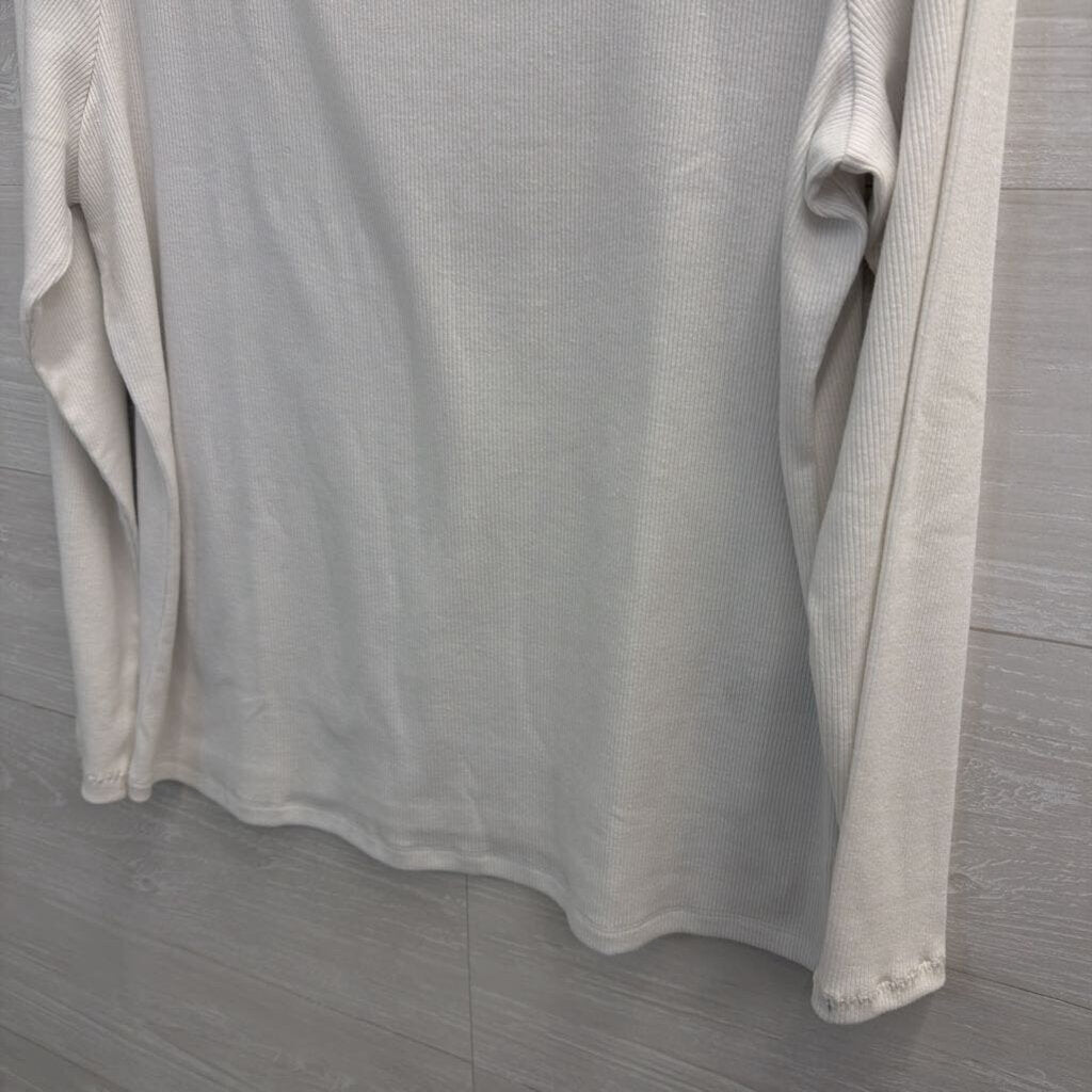 Banana Republic White Ribbed Long Sleeve Top Extra Large