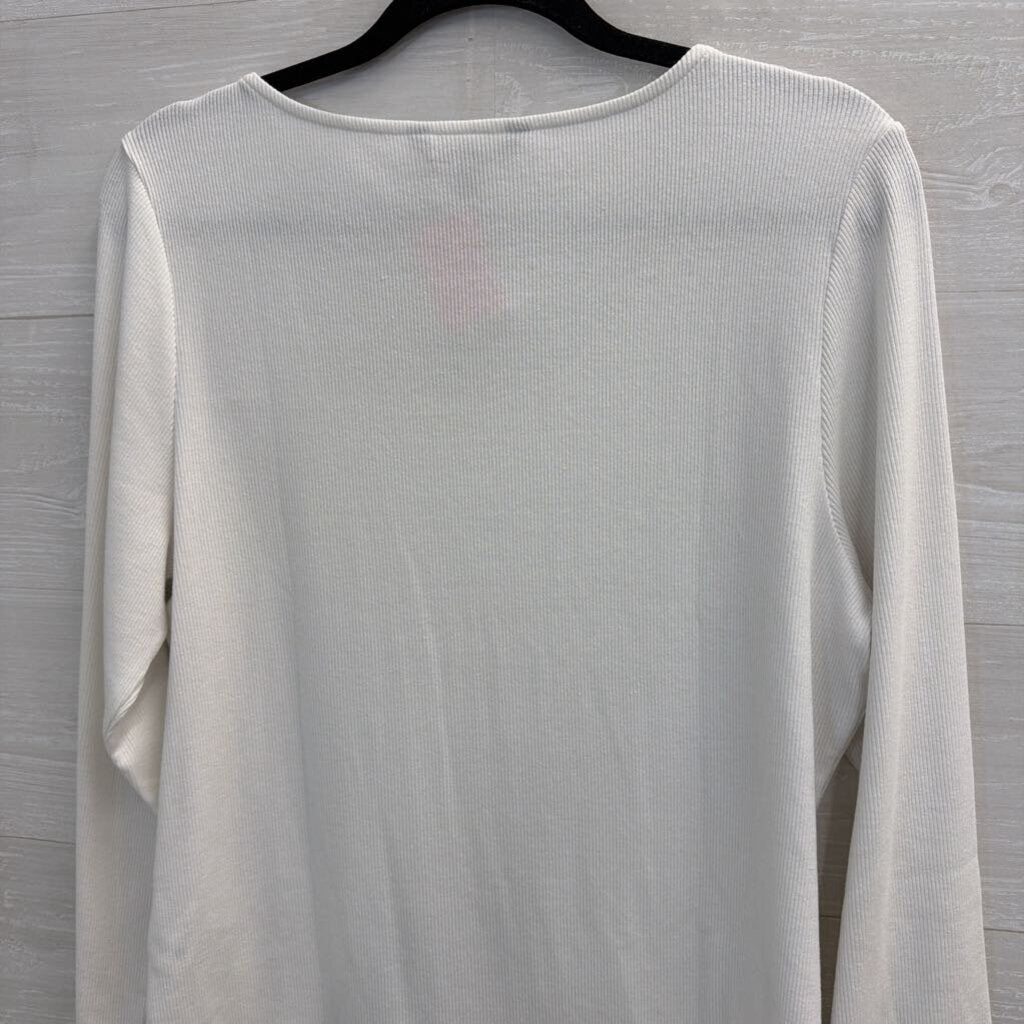 Banana Republic White Ribbed Long Sleeve Top Extra Large