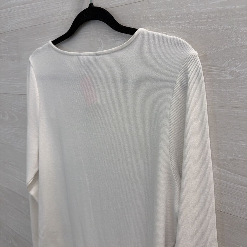 Banana Republic White Ribbed Long Sleeve Top Extra Large
