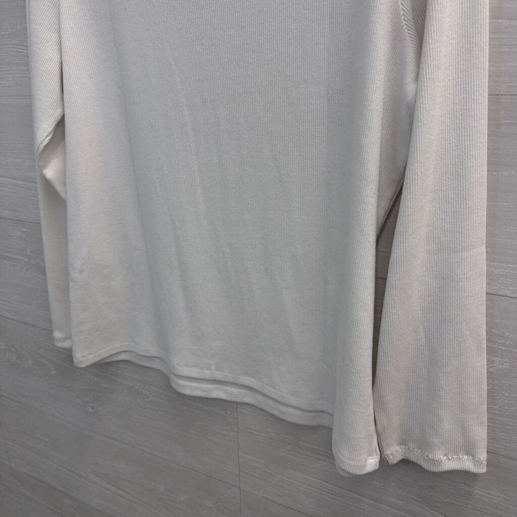 Banana Republic White Ribbed Long Sleeve Top Extra Large