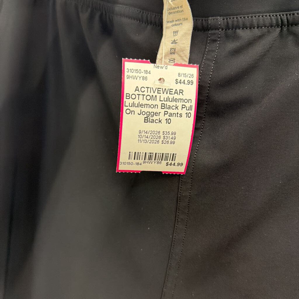 Lululemon Black Pull On Jogger Pants 10