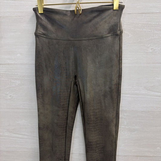 Spanx Green Crocodile Print Sheen Leggings Small