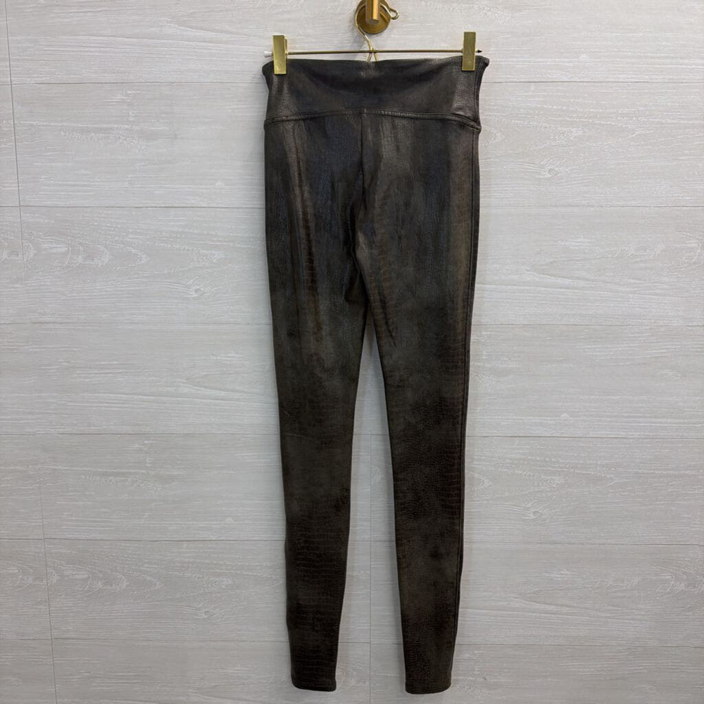 Spanx Green Crocodile Print Sheen Leggings Small