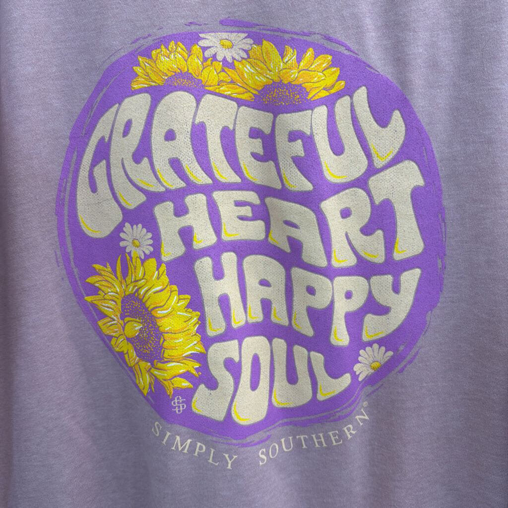 Simply Southern Purple Grateful Heart Crewneck Sweatshirt Small