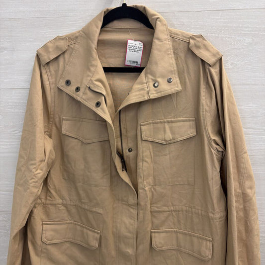 Khaki Zip Up Utility Lightweight Jacket Large
