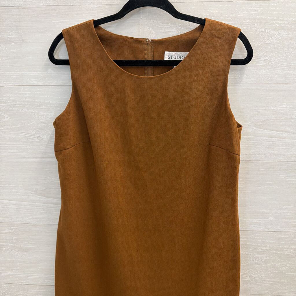 Studio I Brown Textured Sleeveless Shift Dress 12 Petite