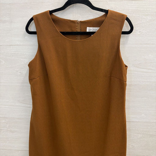 Studio I Brown Textured Sleeveless Shift Dress 12 Petite