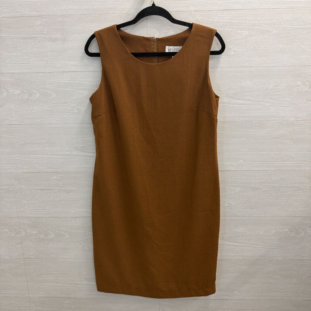Studio I Brown Textured Sleeveless Shift Dress 12 Petite