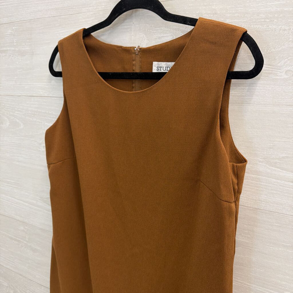 Studio I Brown Textured Sleeveless Shift Dress 12 Petite