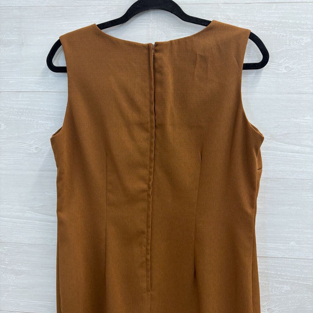 Studio I Brown Textured Sleeveless Shift Dress 12 Petite