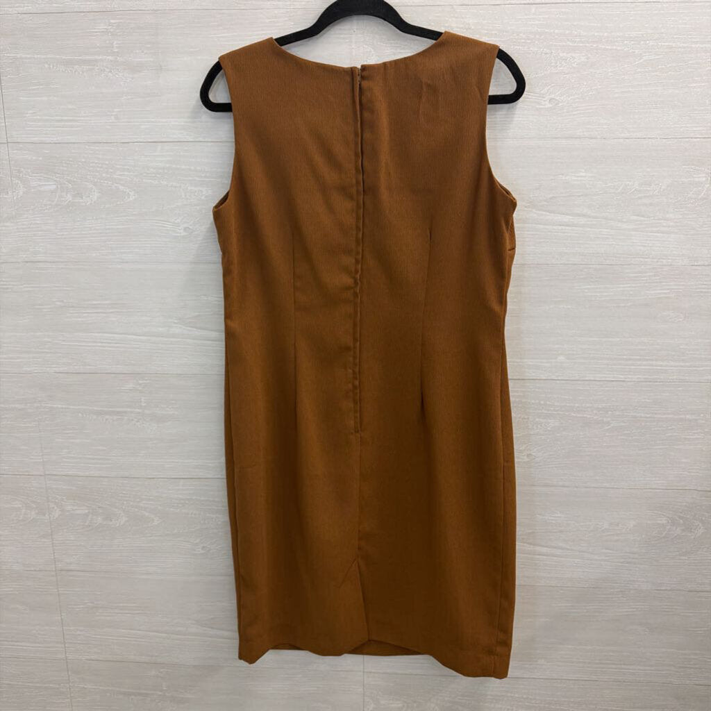 Studio I Brown Textured Sleeveless Shift Dress 12 Petite