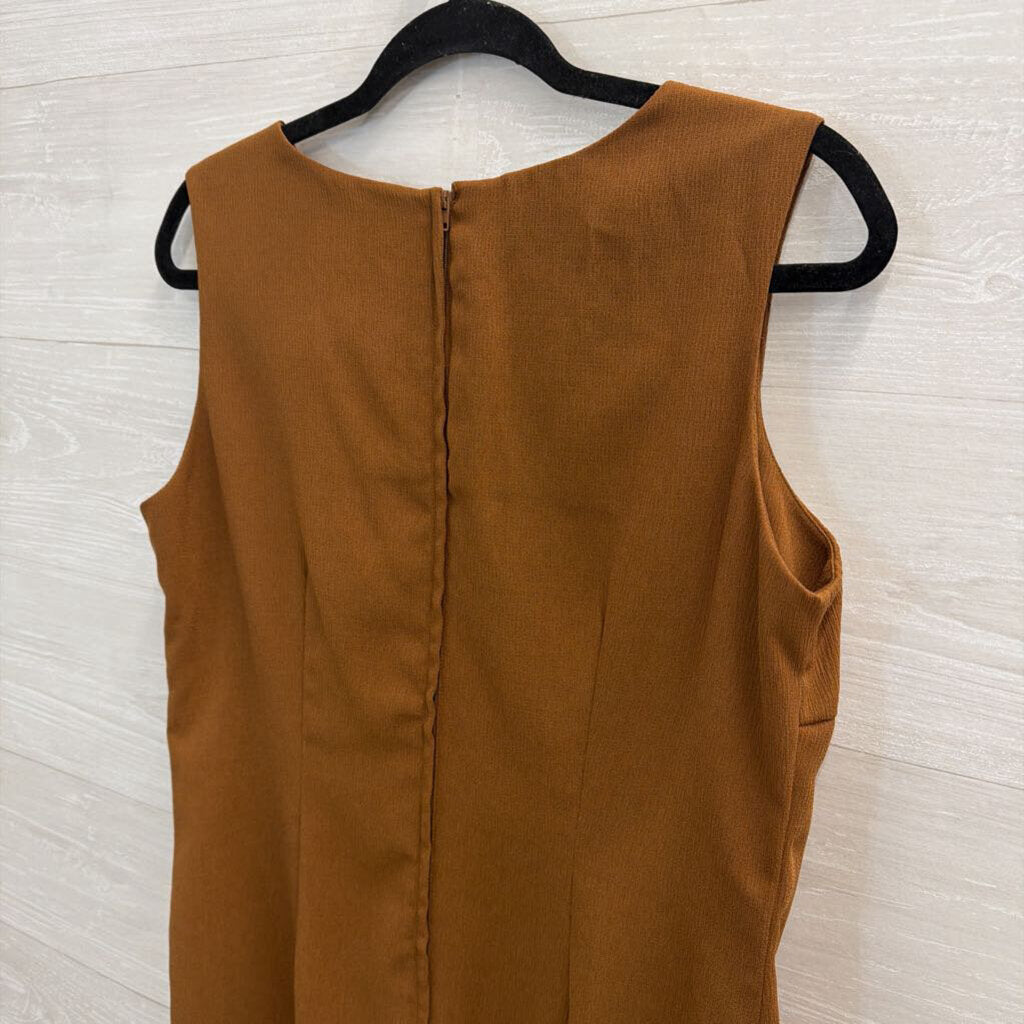 Studio I Brown Textured Sleeveless Shift Dress 12 Petite