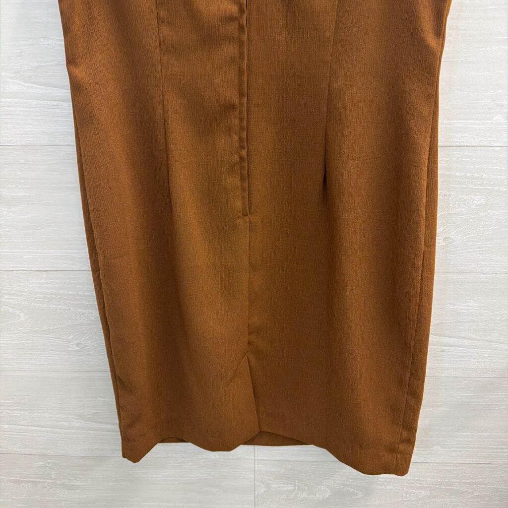 Studio I Brown Textured Sleeveless Shift Dress 12 Petite