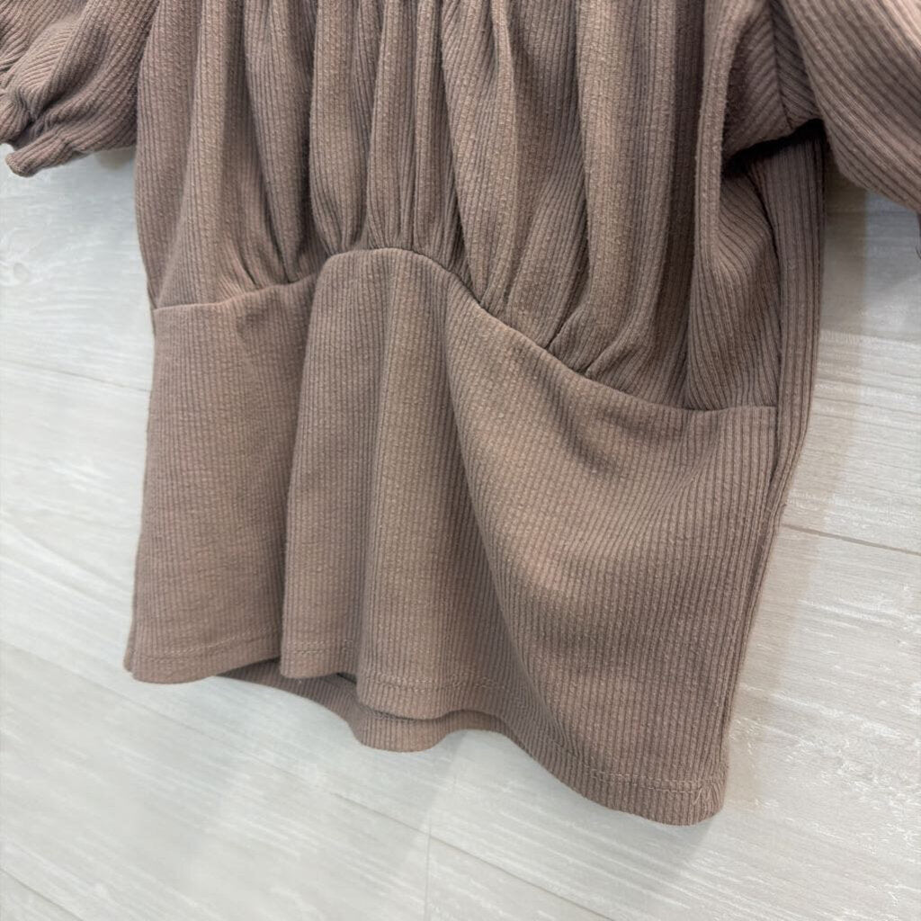 Altar'd State Brown Cropped Short Sleeve Top Medium