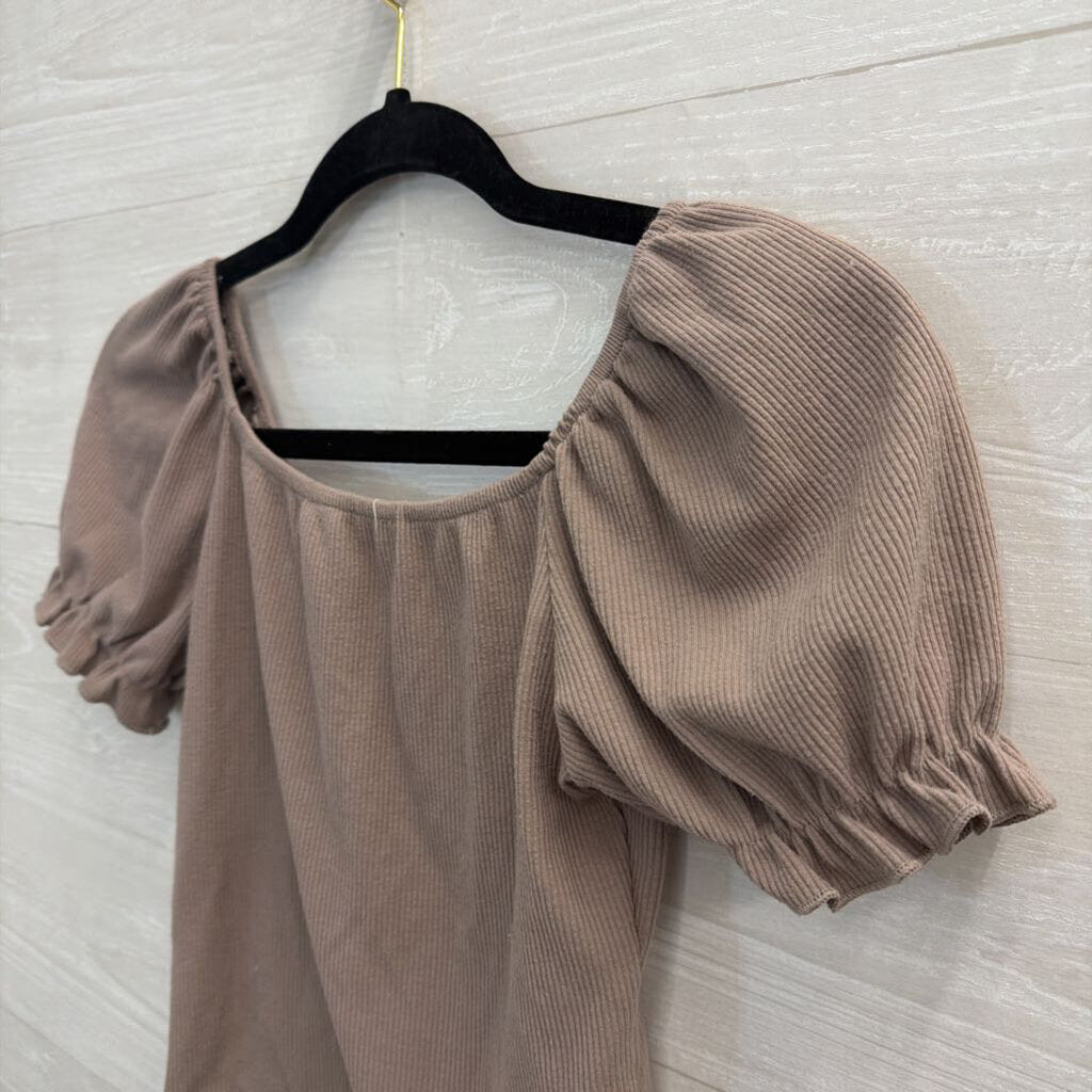 Altar'd State Brown Cropped Short Sleeve Top Medium