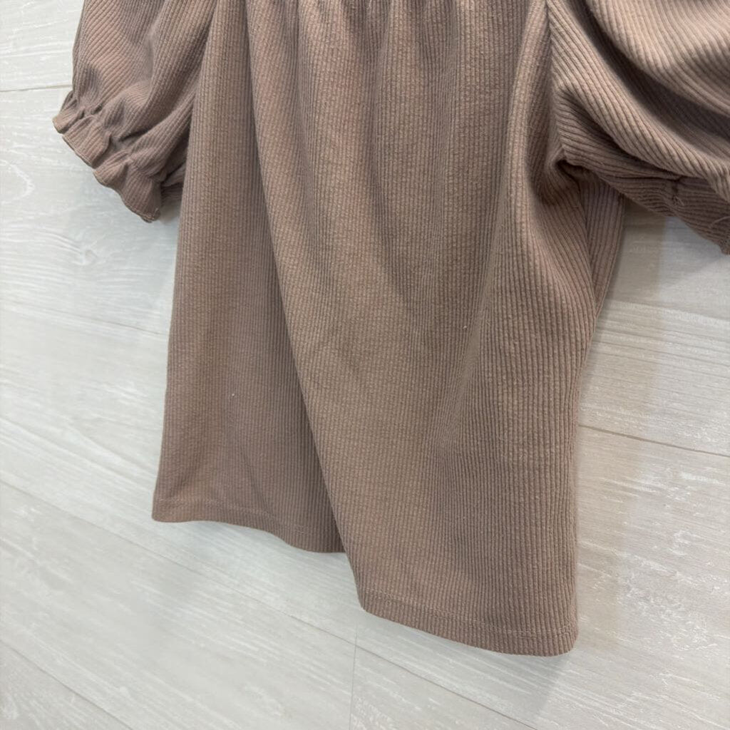 Altar'd State Brown Cropped Short Sleeve Top Medium
