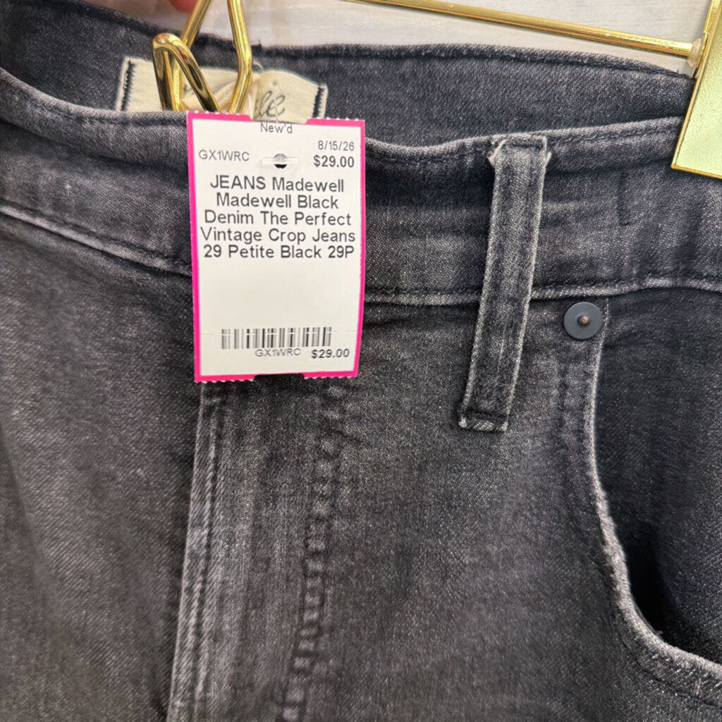Madewell Black Denim The Perfect Vintage Crop Jeans 29 Petite