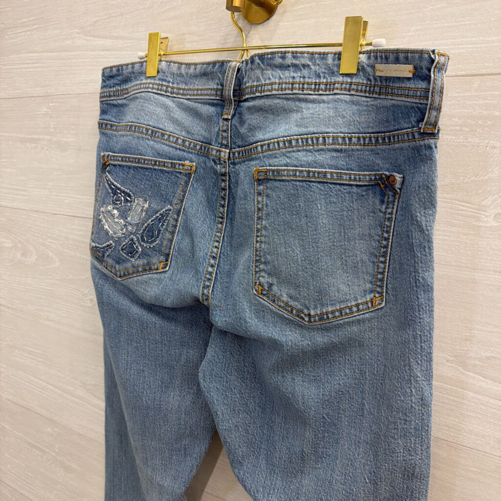 Pilcro Light Wash Slim Boyfriend Patchwork Detail Jeans 31