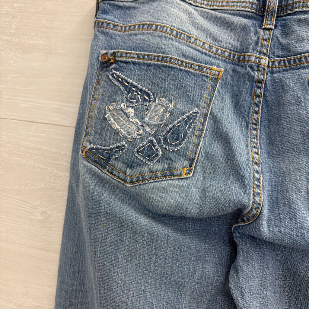 Pilcro Light Wash Slim Boyfriend Patchwork Detail Jeans 31