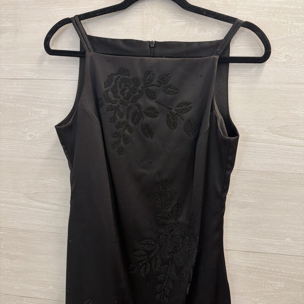 CDC Black Satin Sparkle Flower Dress 8