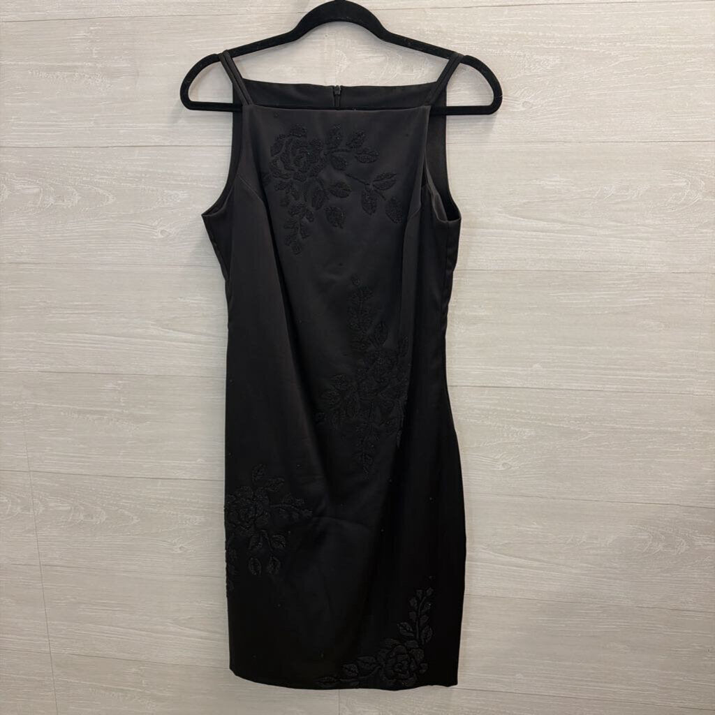 CDC Black Satin Sparkle Flower Dress 8