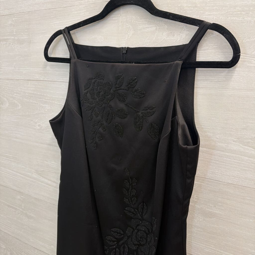 CDC Black Satin Sparkle Flower Dress 8