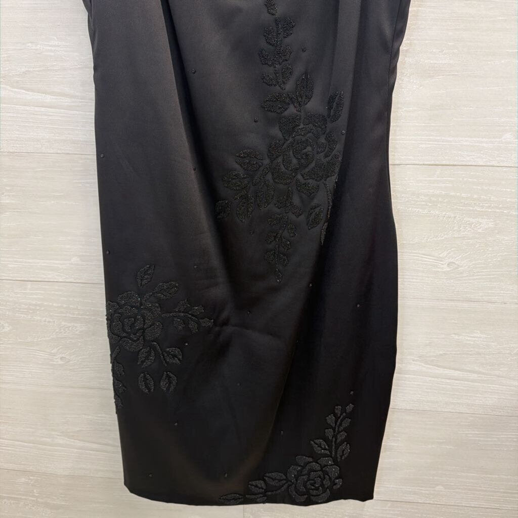 CDC Black Satin Sparkle Flower Dress 8