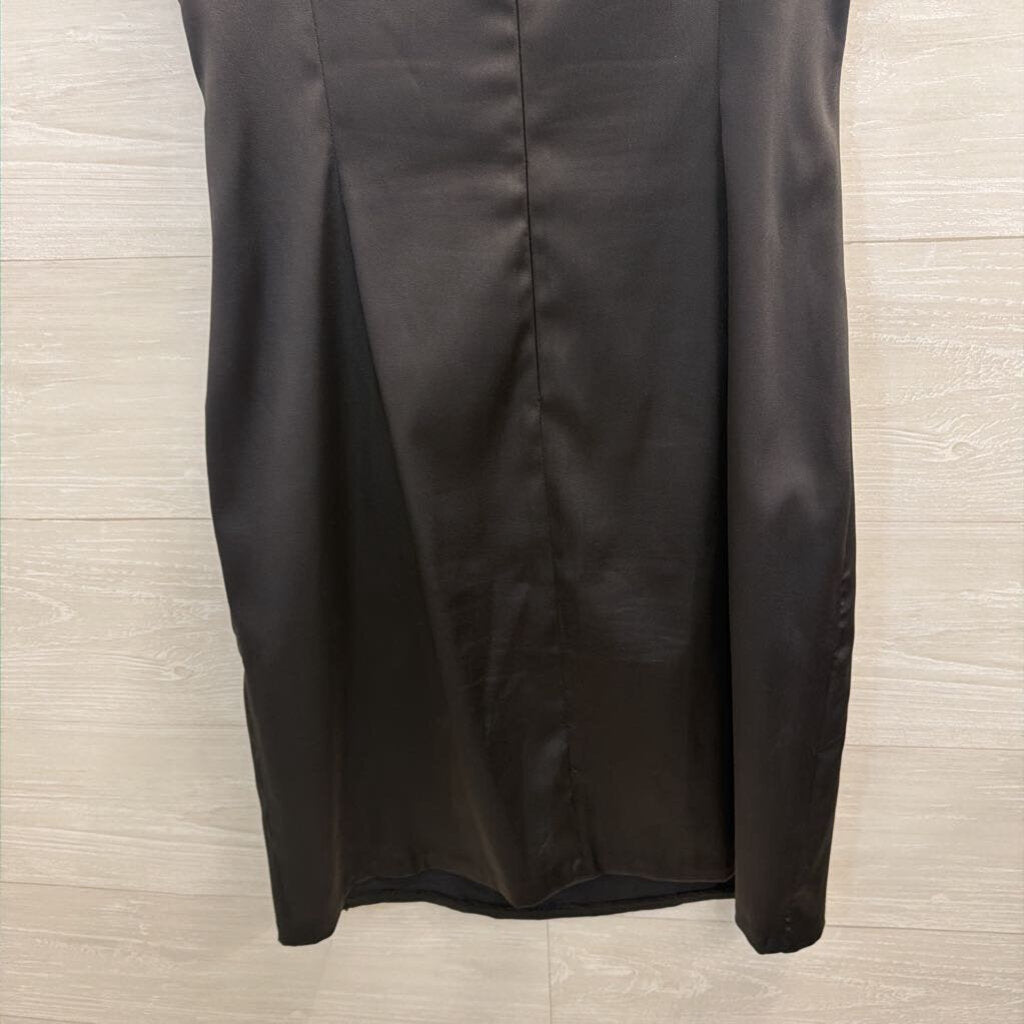 CDC Black Satin Sparkle Flower Dress 8