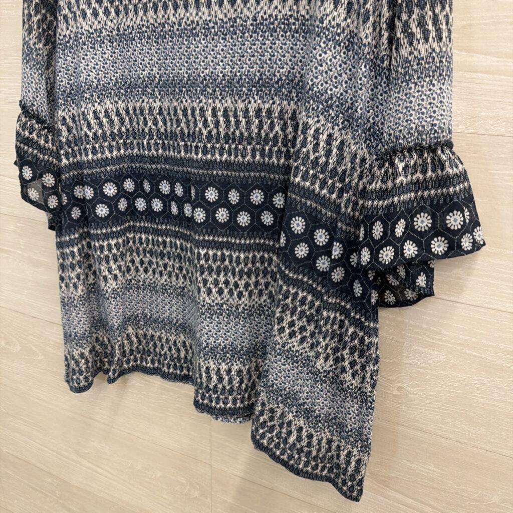 Lucky Brand Blue/ White Print Long Sleeve Top 3X