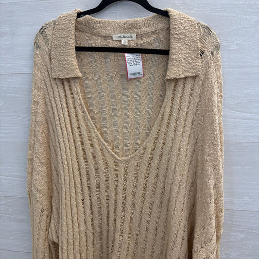 Oli and Hali Beige Open Knit Long Sleeve V Neck Top Extra Large