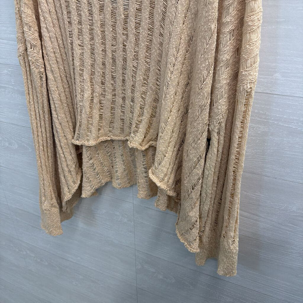 Oli and Hali Beige Open Knit Long Sleeve V Neck Top Extra Large