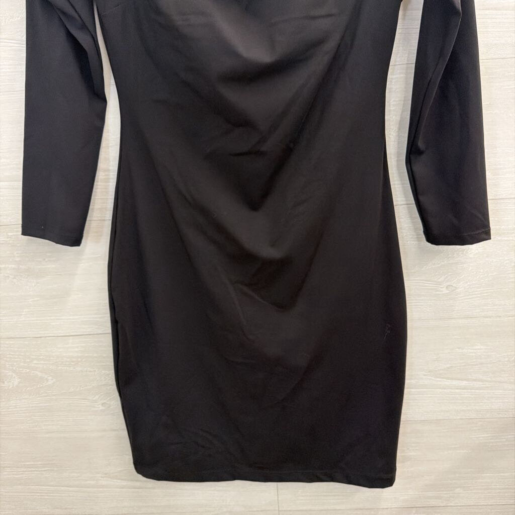 Popilush Black Long Sleeve Off Shoulder Fitted Dress Large