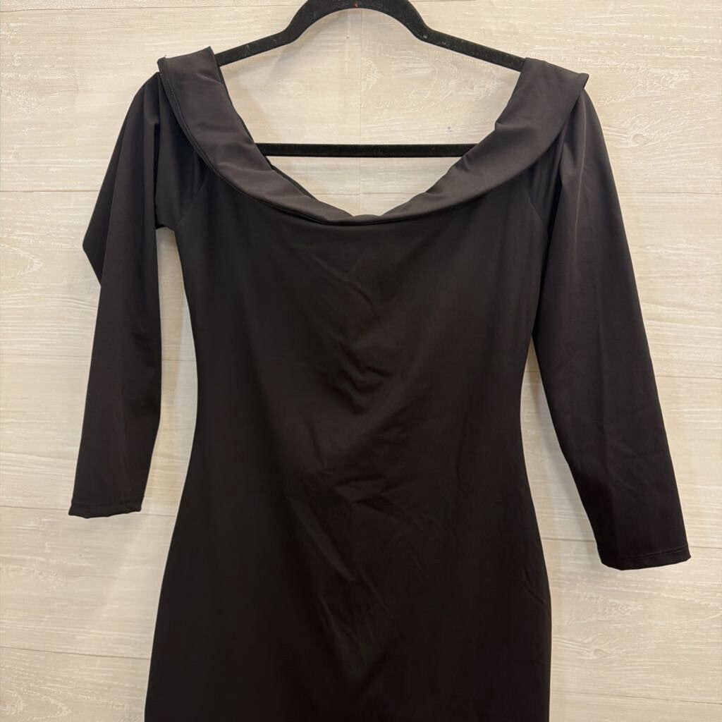 Popilush Black Long Sleeve Off Shoulder Fitted Dress Large