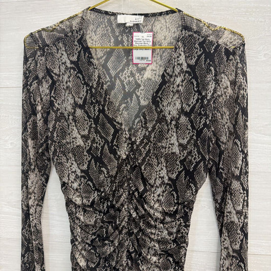Ten Sixty Sherman Black / Grey Snakeskin Print Long Sleeve Top Large