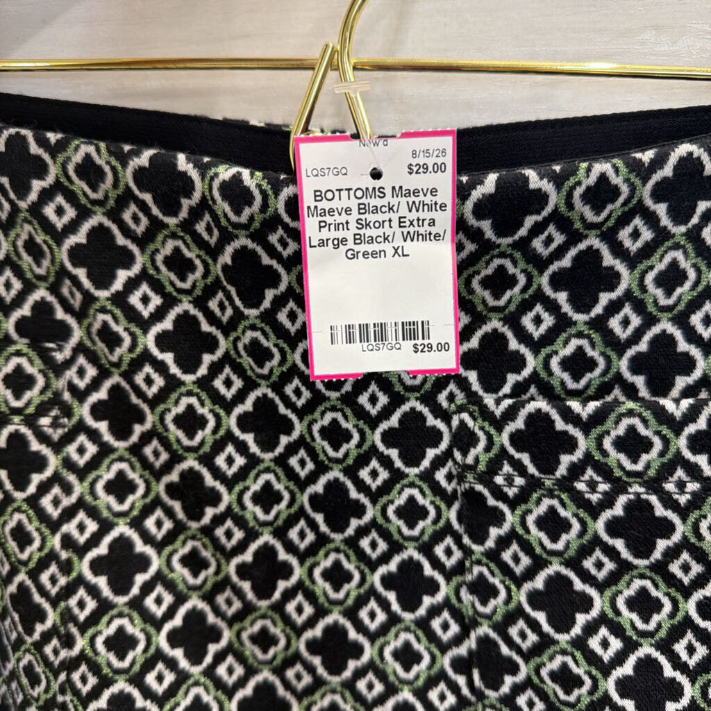 Maeve Black/ White Print Skort Extra Large