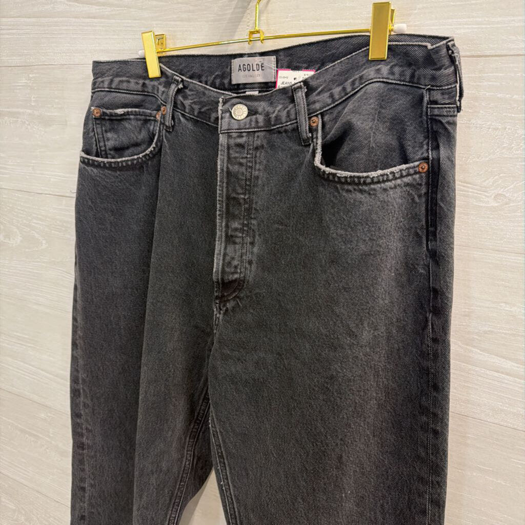 Agolde Black Denim Wide Leg Jeans 32