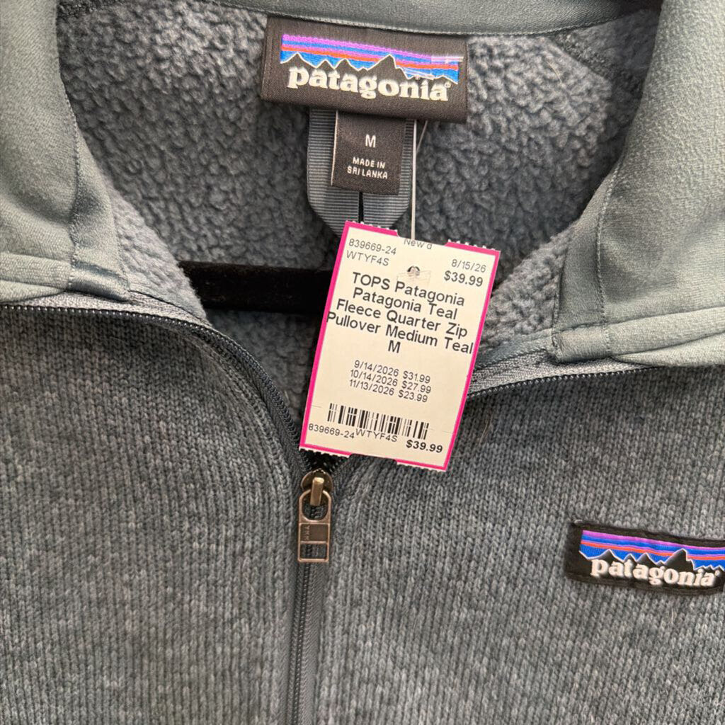 Patagonia Teal Fleece Quarter Zip Pullover Medium