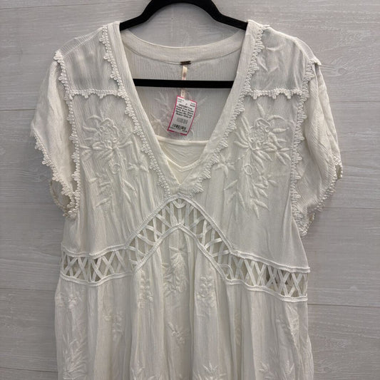Free People White Short Sleeve Marissa Mini Dress Medium