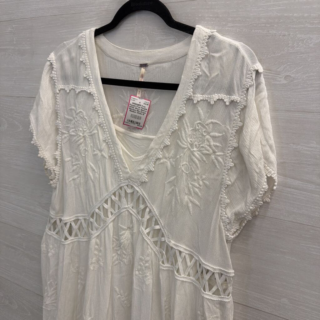 Free People White Short Sleeve Marissa Mini Dress Medium
